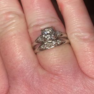 STUNNING 1941 dated and initialed Diamond wedding set